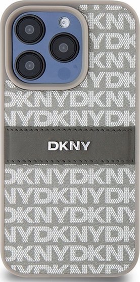 Mbrojtëse telefoni DKNY PU Leather Repeat Pattern, për iPhone 15 Pro, bezhë