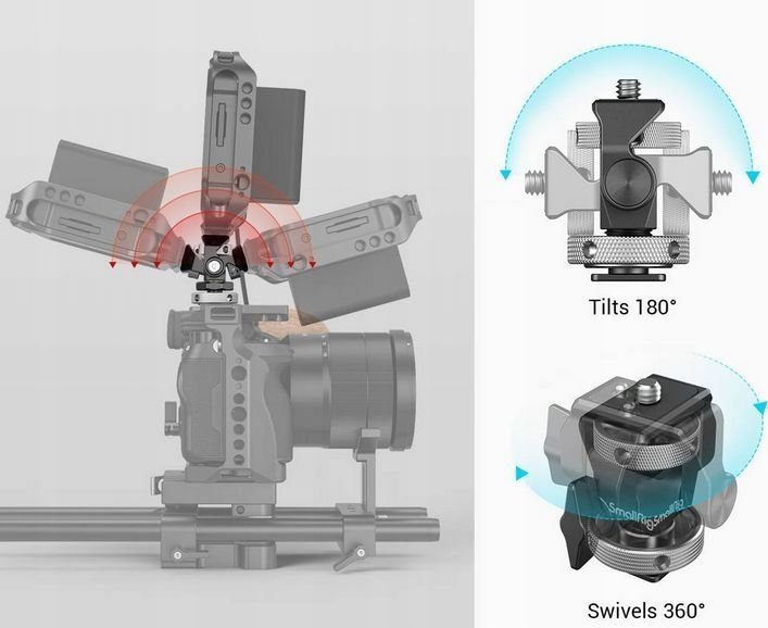 Mbajtëse monitori për kamerë SmallRig 2903B, swivel dhe tilt, me kapëse dhe vida, e zezë