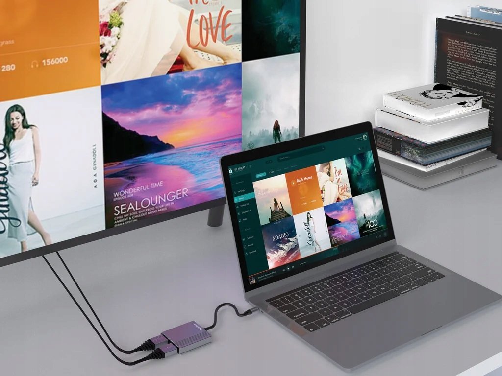 Adaptues USB C Sandberg Dock 2x HDMI, USB, Power Delivery, gri