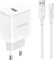 Полнач за мрежа Дудао A20EU, USB-A 18W, кабел USB-A во USB-C, бел