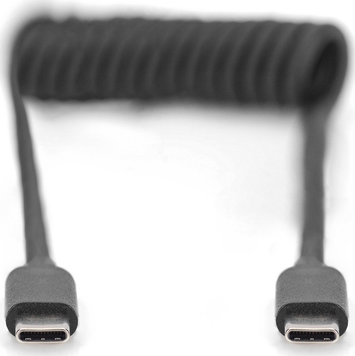 Kabllo USB Digitus USB C në USB C, spiral, 1 m, e zezë