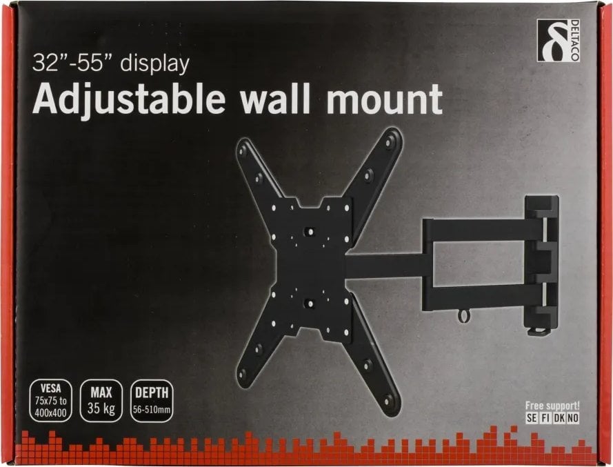 Држач за ТВ Делтацо ARM-425, 32"-55", 3 насоки, црн