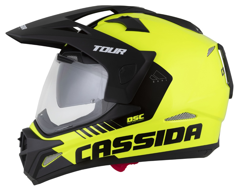 Helmetë moto CASSIDA Tour 2.0 Dual, ECE 22.06, Pinlock ready, e verdhë fluo e zezë mat
