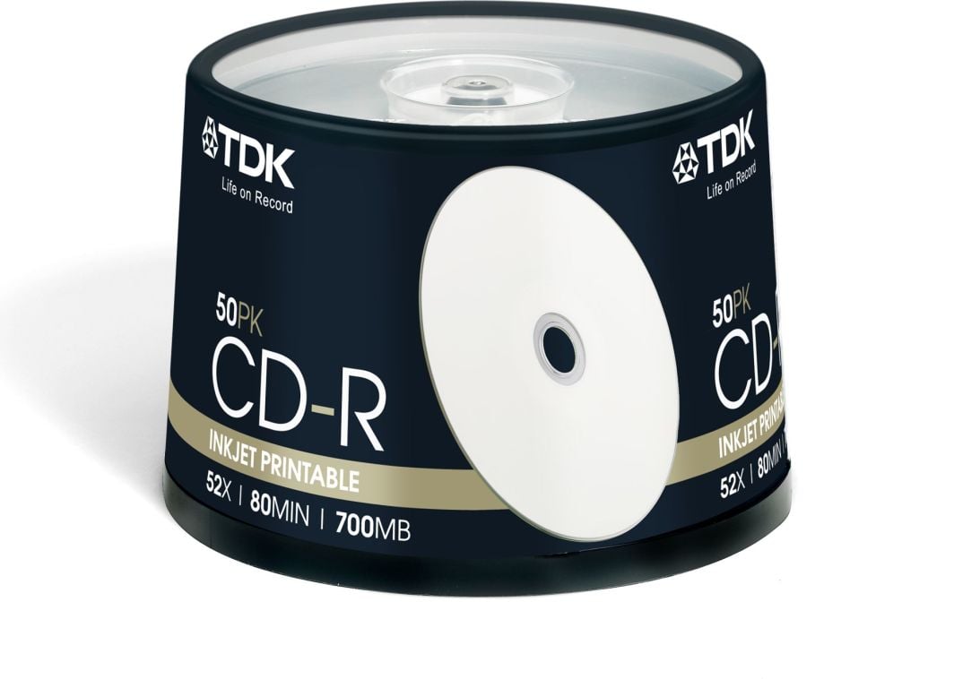 Disk CD-R TDK Printable, 700MB, 1 copë