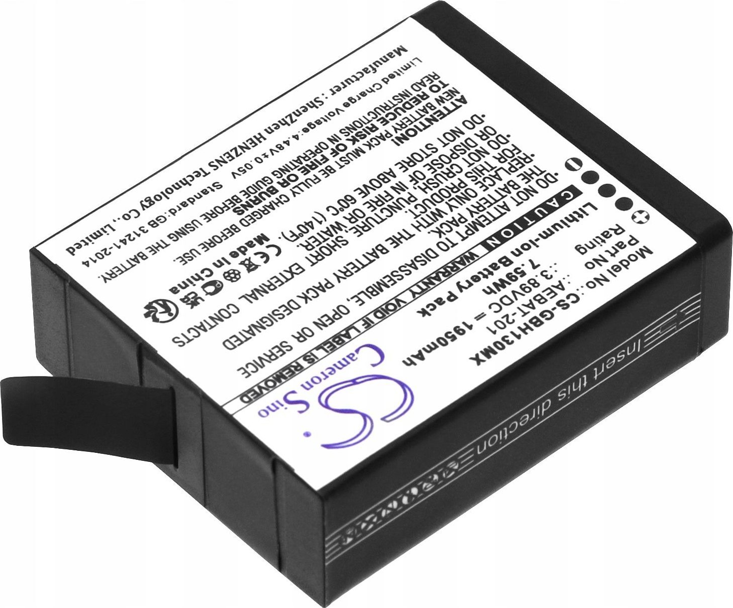 Bateri për kamerë GoPro Hero 13, 1950mAh, 7.59Wh, e zezë