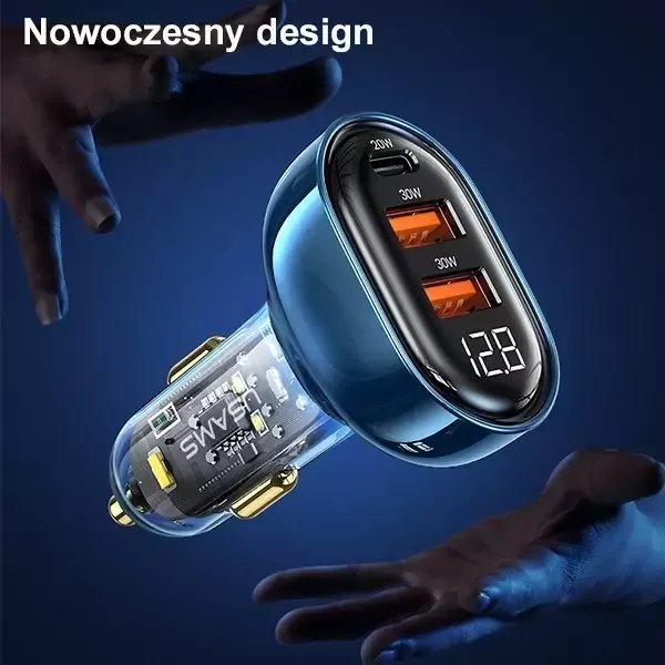 Karikues veture Usams US-CC159, 80W, 2xUSB 1xUSB-C, i zi