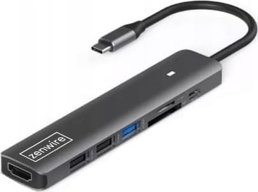 Hub USB C Zenwire 7 in 1, HDMI 4K, PD 100W, Space Grey