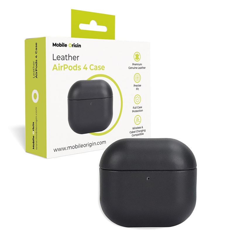 Mbrojtëse Mobile Origin Leather për AirPods 4, e zezë