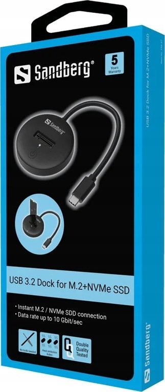 Dok USB Sandberg USB 3.2 për SSD M.2 NVMe, 10 Gbps, i zi