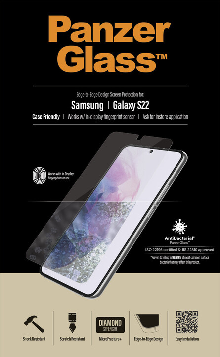 Xham mbrojtës PanzerGlass Edge-to-Edge për Samsung Galaxy S22