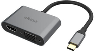 Kabllo Akasa USB Type C 2in1, HDMI, D-Sub, 18cm