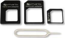 Set adapterësh SIM 4smarts, 3 copë, nano dhe micro SIM, i zi