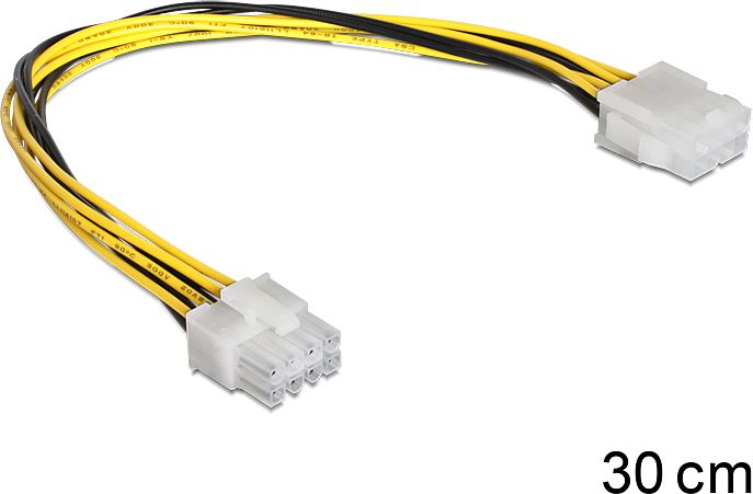 Kabllo DeLock ATX/EPS 8pin - ATX/EPS 8pin 83342, 0.3m, e verdhë