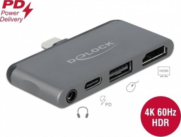 Docking station DeLOCK Mini 87751, USB C, HDMI 4K 60Hz, gri