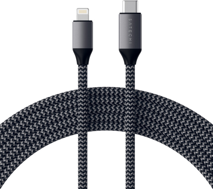 Кабел Satechi за полнење USB-C - Lightning, 1,8м, сив