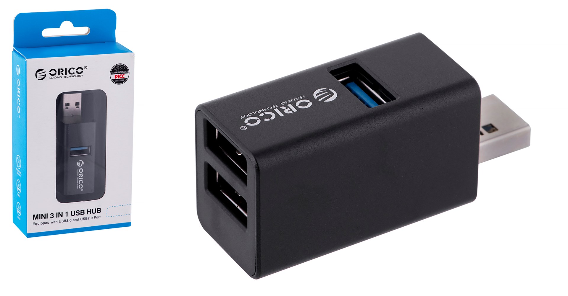 USB Hub Orico Mini, 3x USB-A, 480 Mbps, e zezë