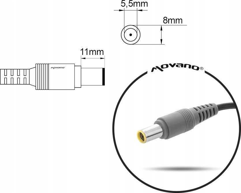 Adapter karikues Lenovo AC 65W, lidhje rrethore, i zi