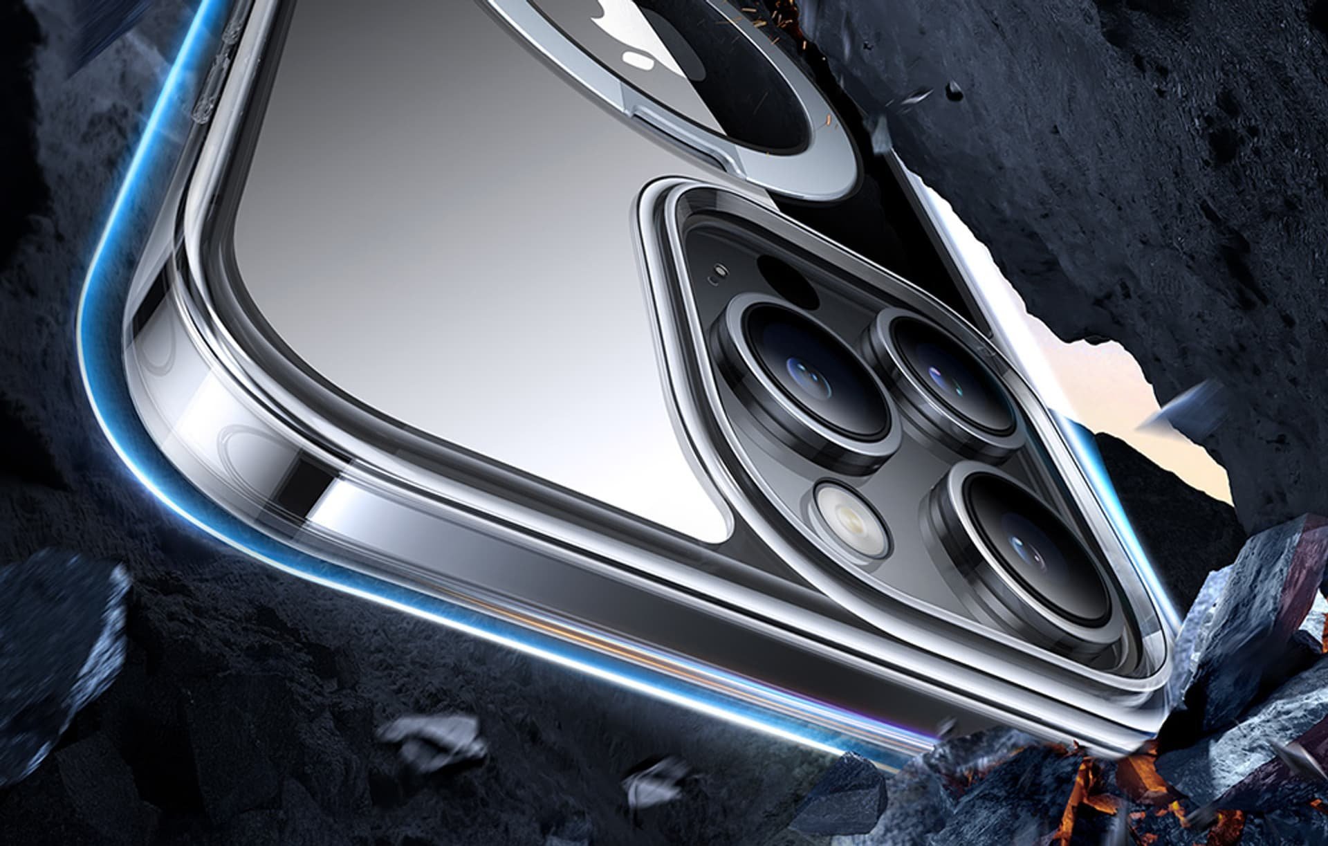 Rast telefoni Torras UPRO Ostand Clear për iPhone 15 Pro, magnetik, me stendë, transparent