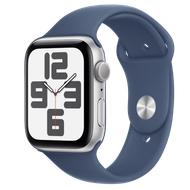 Apple Watch SE2 v3 GPS, 44mm, Silver Aluminum Case with Denim Sport Band, M/L
