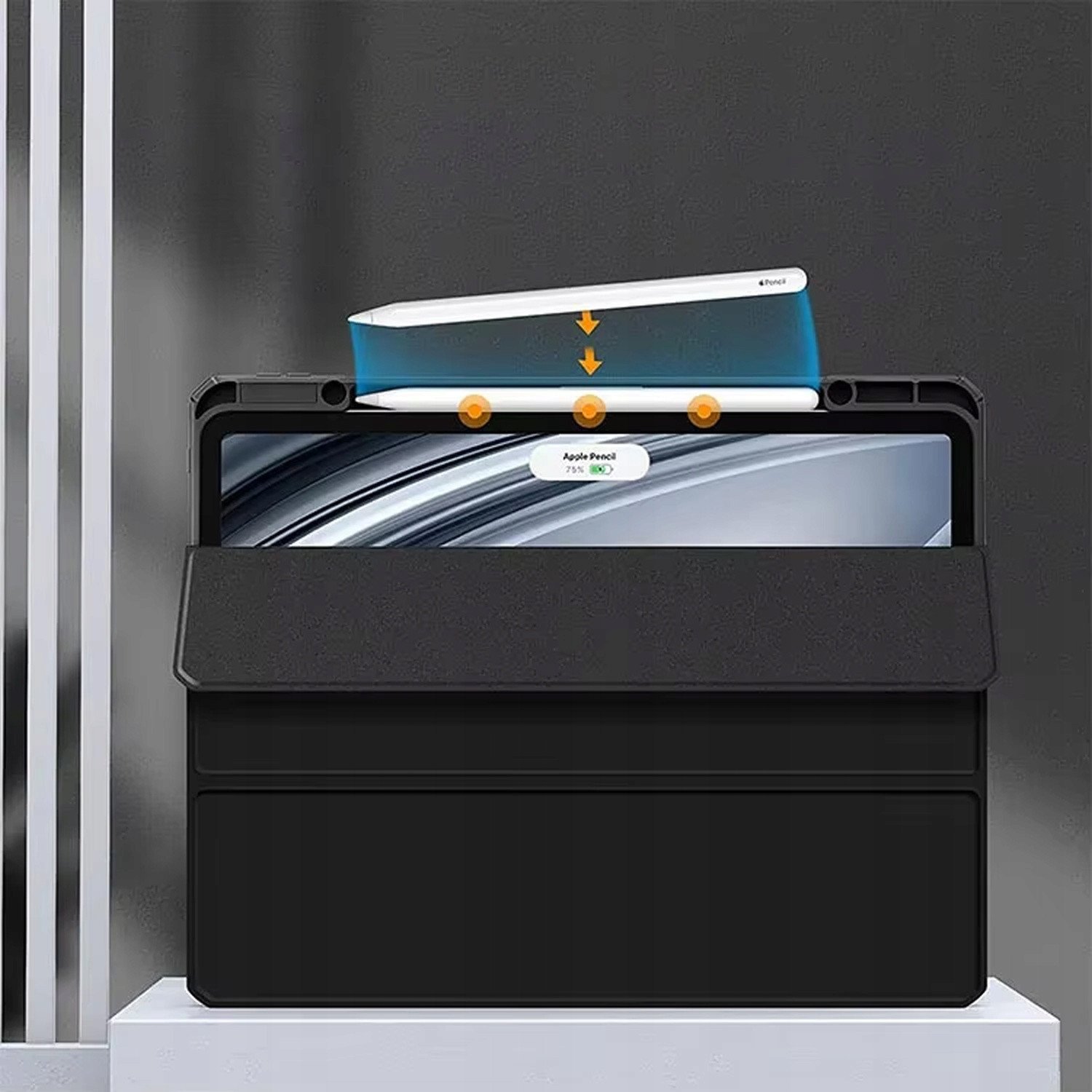 Mbulesë tablet Hard Crystal për iPad Pro 13 Gen 5 2024, kapak me qëndrim, e zezë