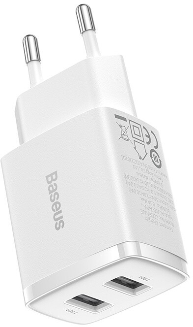 Karikues Baseus, 2xUSB-A, 10.5W, i bardhë