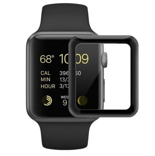 Заштитно стакло COTEetCI 4D за целата површина со црн раб за Apple часовник 38мм.