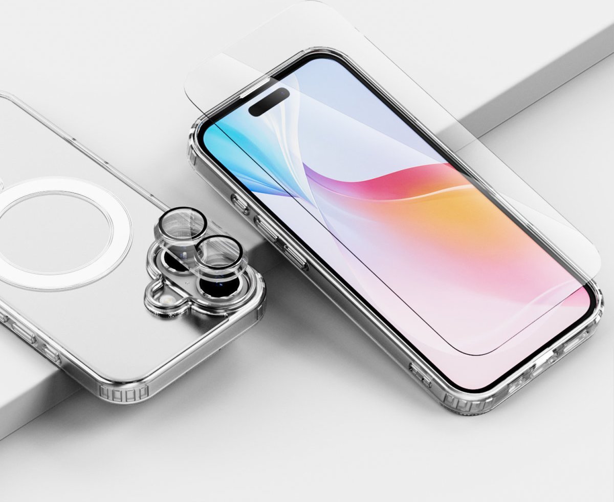 Set aksesorësh 4smarts 3in1 Premium Starter për Apple iPhone 16, me MagSafe, transparent