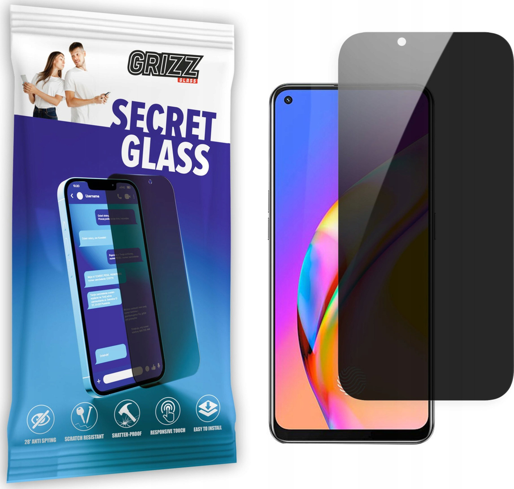 Mbrojtës ekrani Grizz SecretGlass për Oppo F19 Pro, xham privatësie, transparencë e lartë