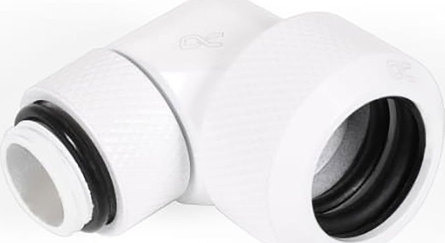 Lidhës kompresioni për tub të fortë Alphacool Eiszapfen 16mm, 90°, G1/4, i bardhë