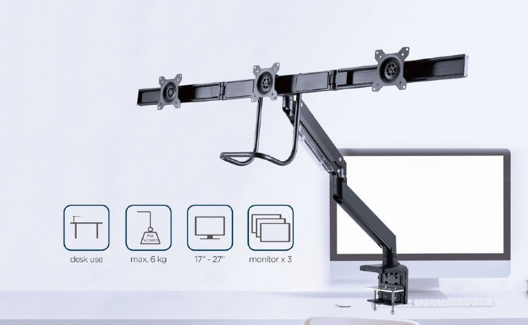 Mbajtëse monitori Gembird MA-DA3-03, 27", 18 kg, e zezë