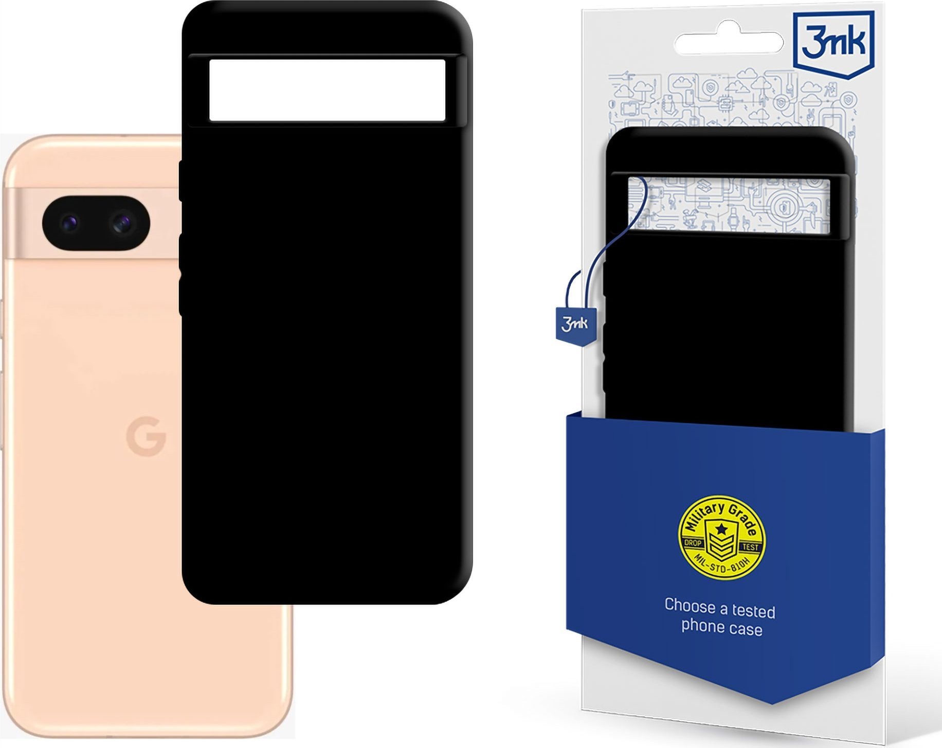 Mbulesë telefoni 3MK Matt Case për Google Pixel 8a, 1.2mm, kompatibile me karikim me valë, e zezë