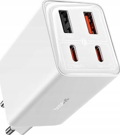 Karikues rrjeti Baseus GaN6 Pro 65W, USB, karikim i shpejtë, i bardhë