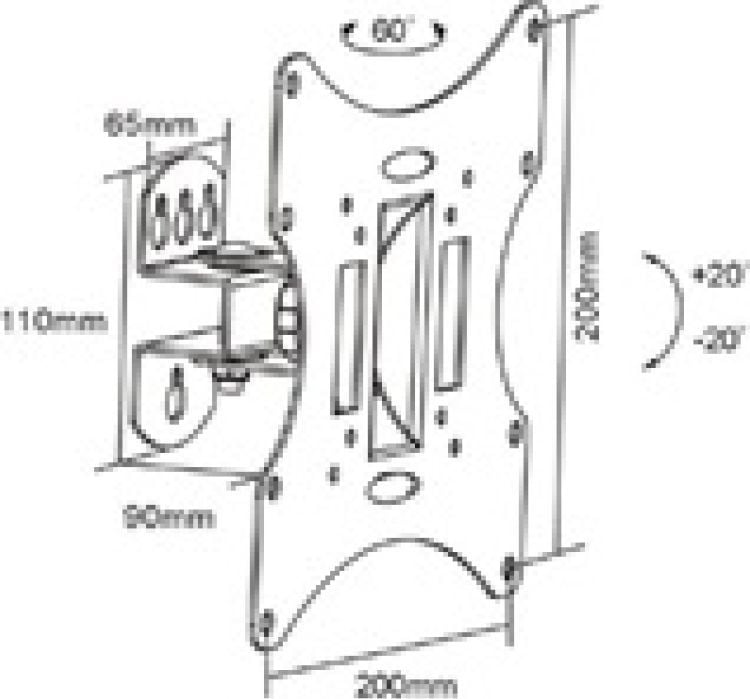 Држач за ѕид за ТВ Art CV-30, 13"-42", до 30 kg, црн