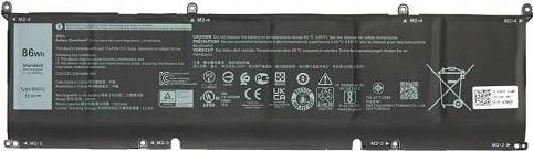 Bateri laptopi Dell 70N2F, 86Wh, 6 qeliza, e zezë