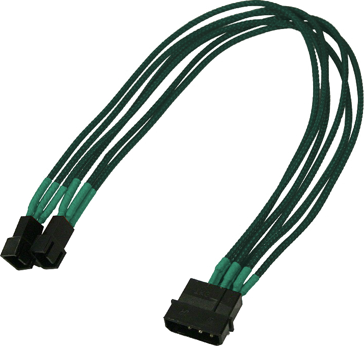 Adapter Molex Nanoxia 4-pin në 2x 3-pin, 0.3m, jeshile