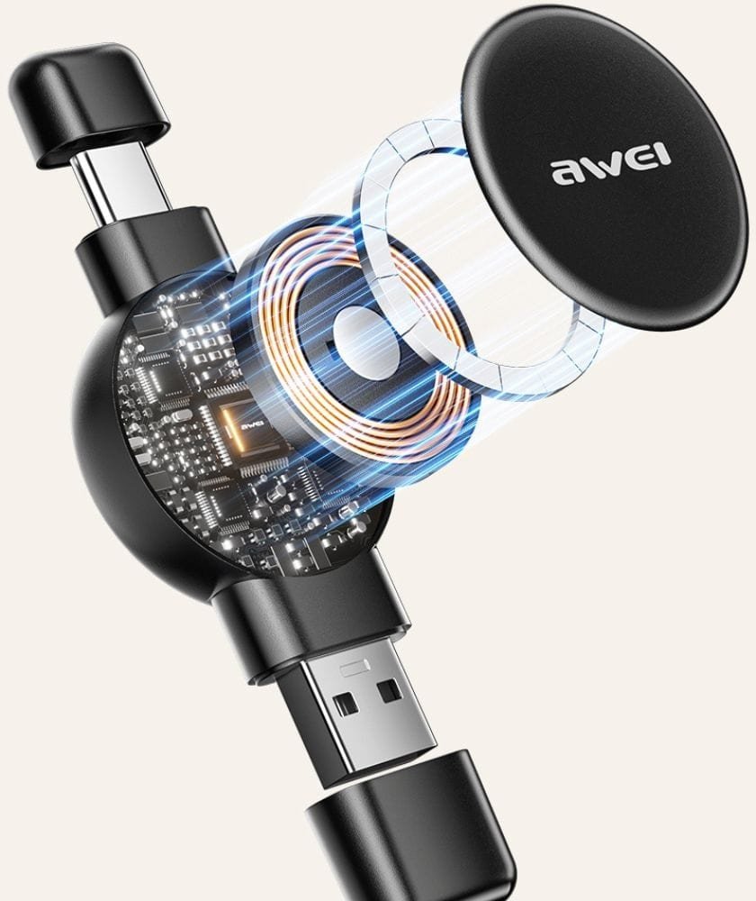 Магнетски полнач за паметен часовник Awei W26, за Apple и Samsung Watch, црн