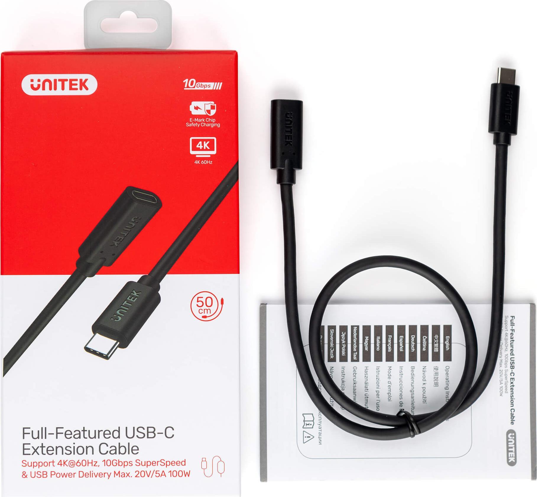 Kabllo USB Unitek C14086BK, USB C në USB C, 1 m, 100 W, i zi
