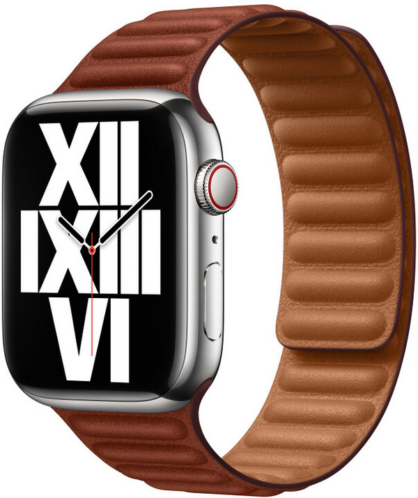 Apple Watch 45mm Band, Umber Leather Link - M/L