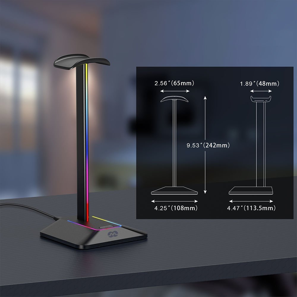 Држач за слушалки Mozos, RGB, пластика, Црна