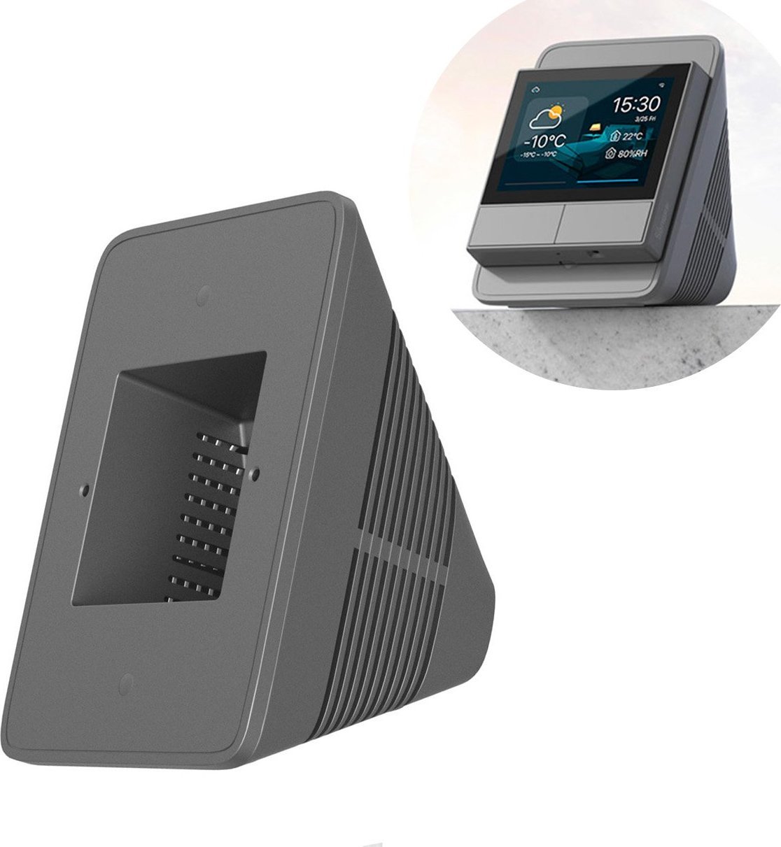 Stendë tavoline Sonoff për NSPanel NSPanel Pro, bazament trekëndësh, plastike, e zezë