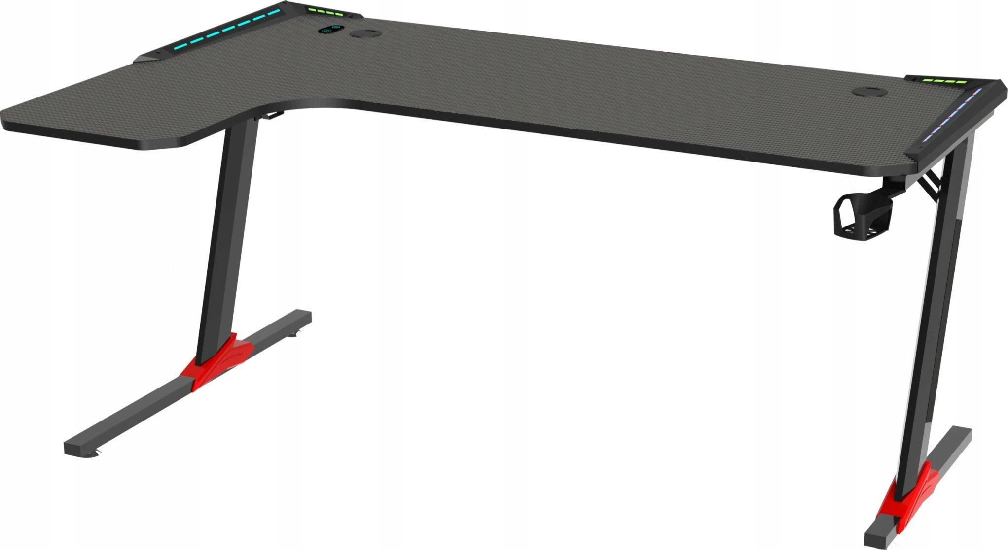 Tavolinë gaming Cortek Sky L-Shape, e madhe, me shtresë mbrojtëse, e zezë