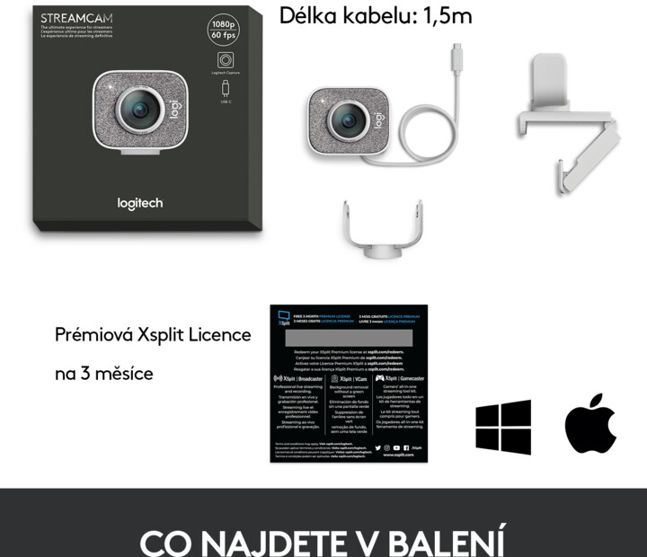 Kamerë Logitech StreamCam C980, e bardhë