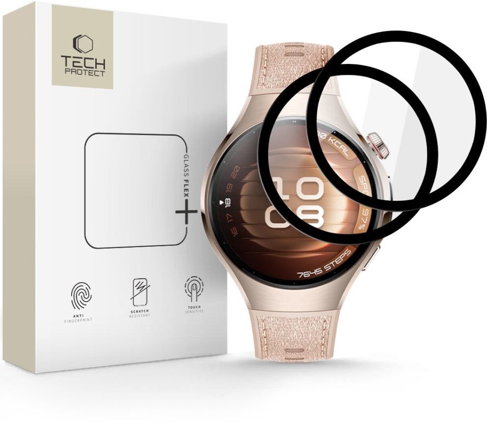 Xham hibrid mbrojtës Tech‑protect Glass Flex+ për Huawei Watch 5 46mm, 2 copë, transparent
