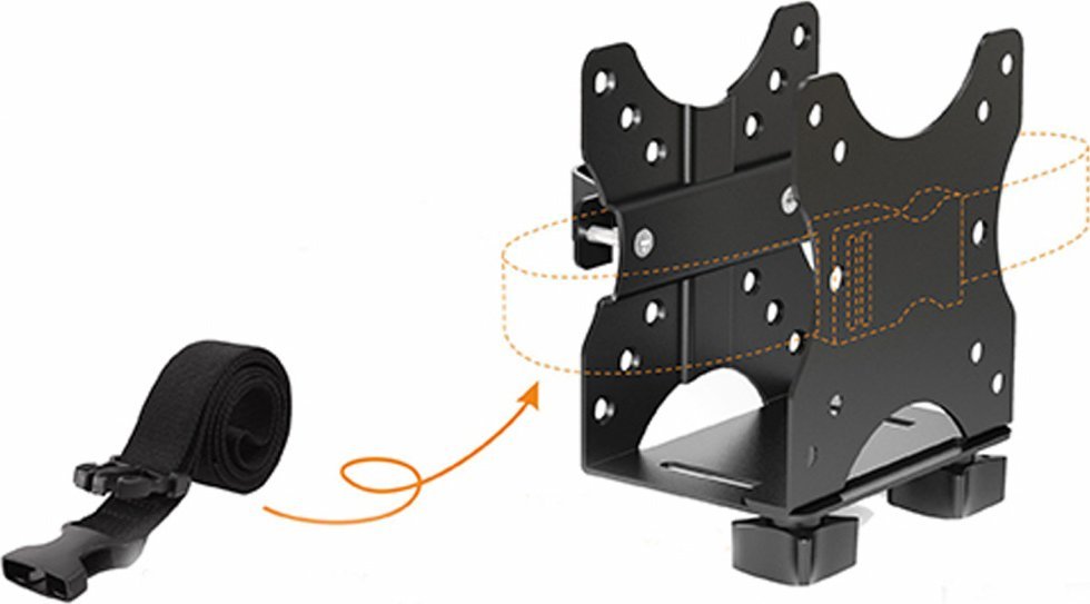 Држач за мини компјутер Art PCM-03, монтажа зад монитор или под маса, црн