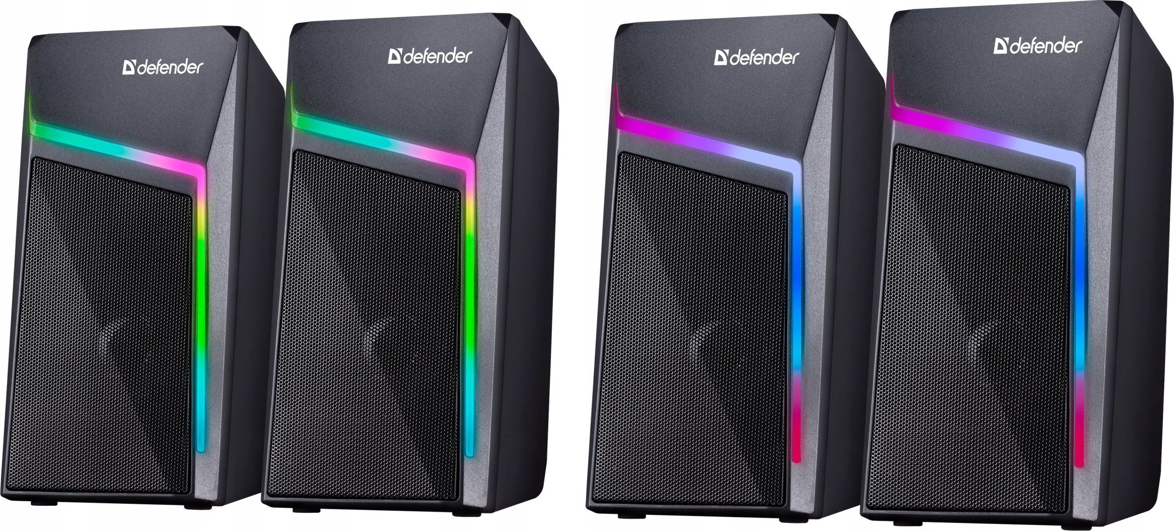 Altoparlantë Defender Stellar, 2.0, 6W, me ndriçim, të zinj