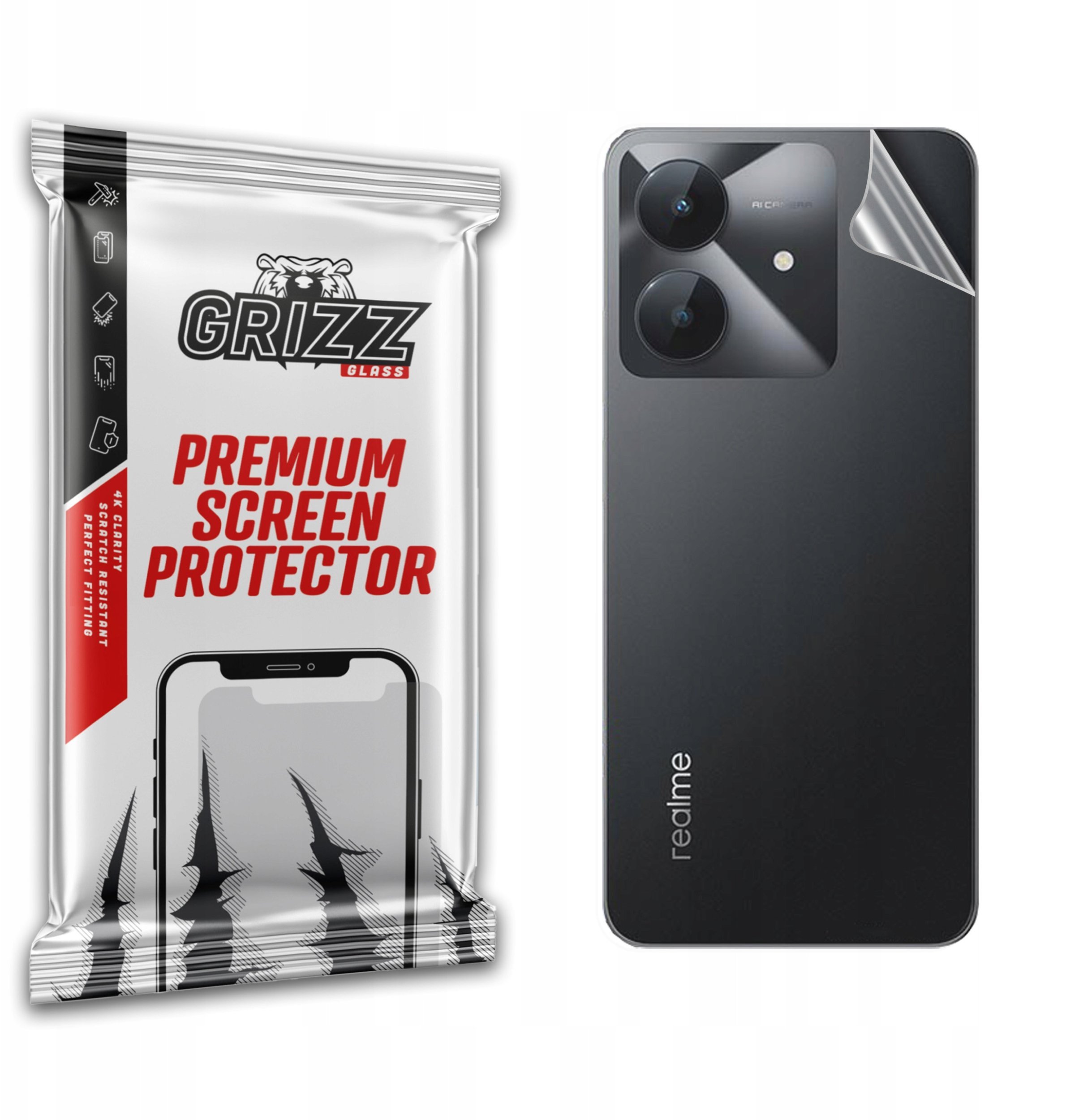 Folie mbrojtëse Grizz SatinSkin për Realme Note 60x, pjesa e pasme, transparente