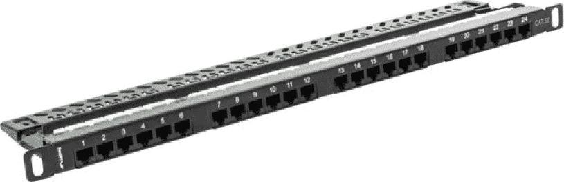 Patch panel Lanberg 0.5U, 19", 24x RJ-45, Cat.5E, i zi