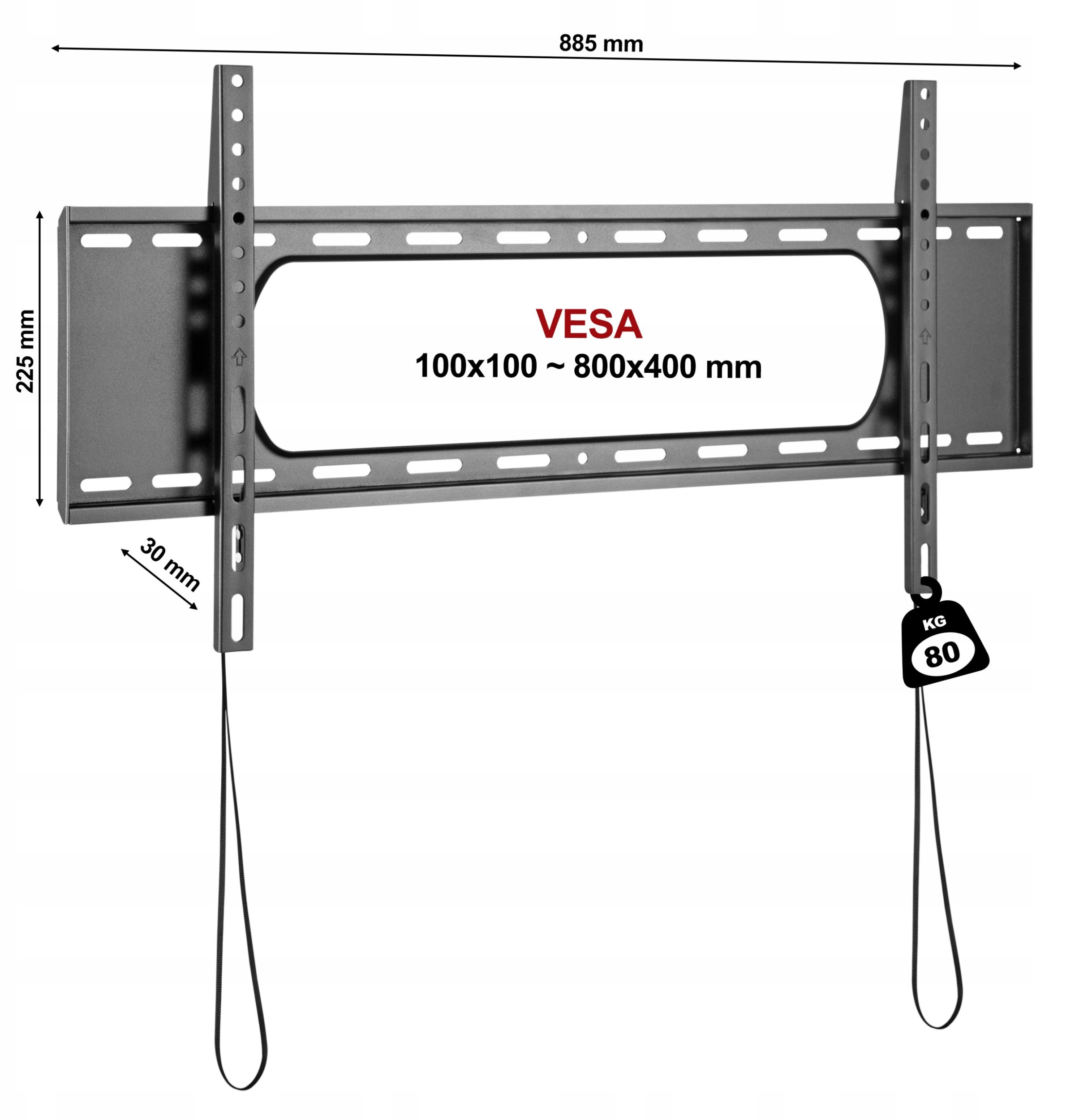 Mbajtëse murale Fiber Novelty C5F, për TV 45" 90", 80 kg, e zezë
