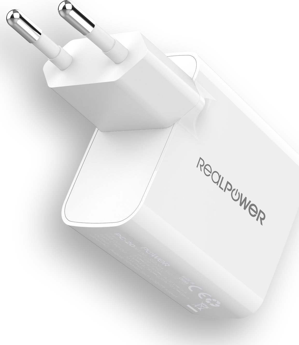 Полнач USB C RealPower PC-65, 65W, Power Delivery GaN, бел