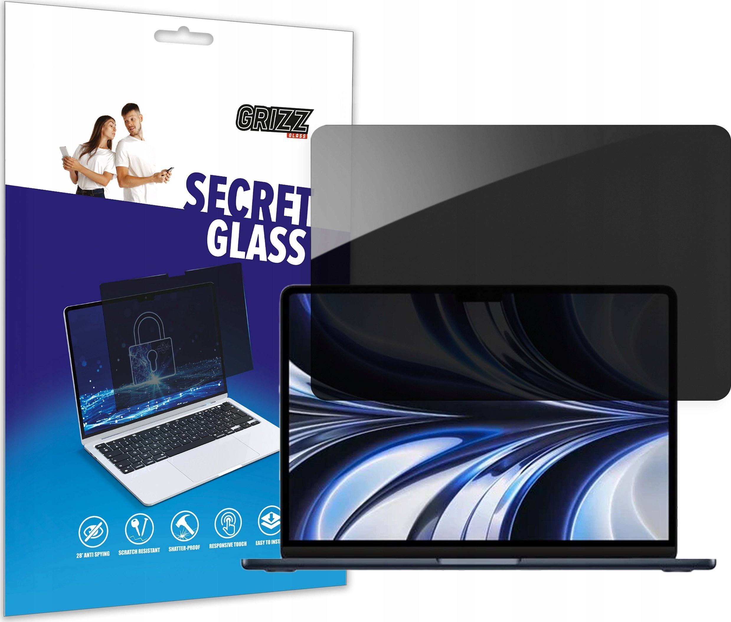 Xham mbrojtës privatësie GrizzGlass Matte SecretGlass për Apple MacBook Air 13.3" 2022, mat